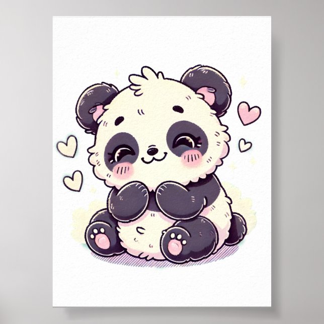 Poster Pastel Panda Design, Panda de Cor Suave (Frente)