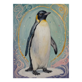 Póster Pastel Penguin mágico