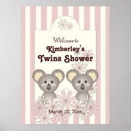 Poster Pastel Pink Baby Koala TwGirl Party Bem-vindo