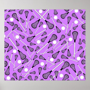 Póster Pastel purple lacrosse sticks pattern