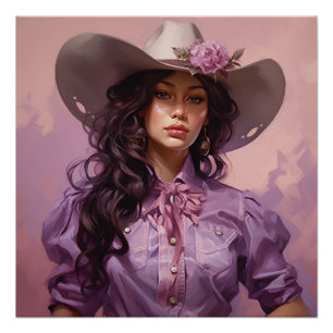 Póster Pastel Purple Plains : Arte da Parede da Cowgirl