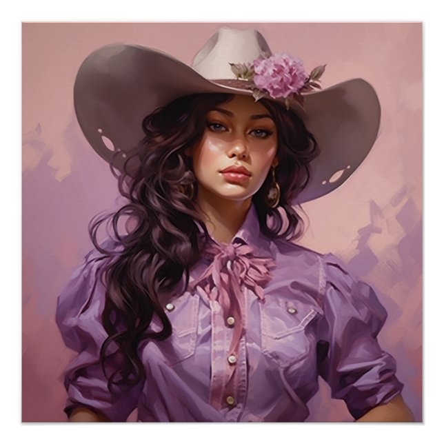Póster Pastel Purple Plains : Arte da Parede da Cowgirl (Frente)