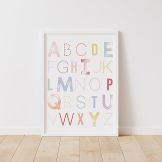 Poster Pastel Rainbow Alphabet ABC Nursery Decor