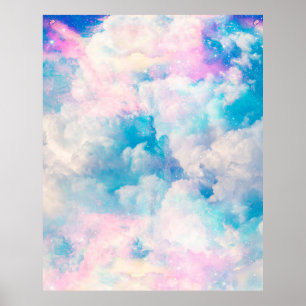 Poster Pastel Rainbow Cloudy Sky Aestético