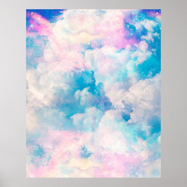 Poster Pastel Rainbow Cloudy Sky Aestético (Frente)