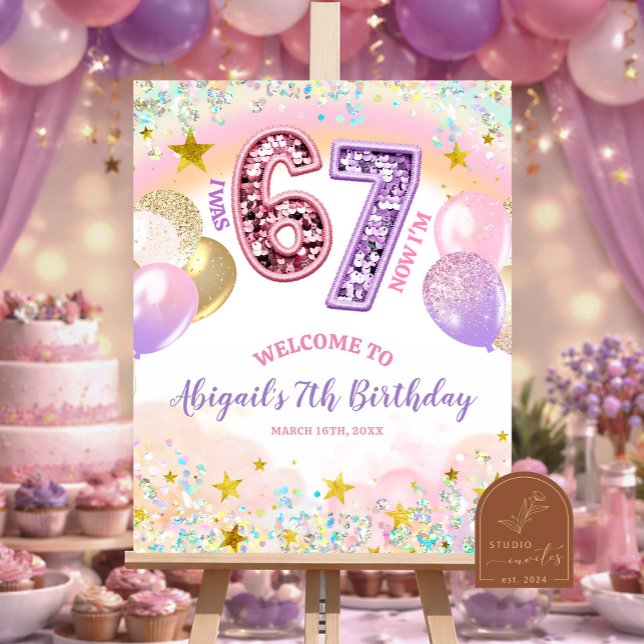 Poster Pastel Rainbow Glitter 67 Birthday Party (Criador carregado)