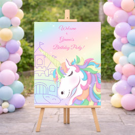 Póster Pastel Rainbow Unicorn Magical Birthday