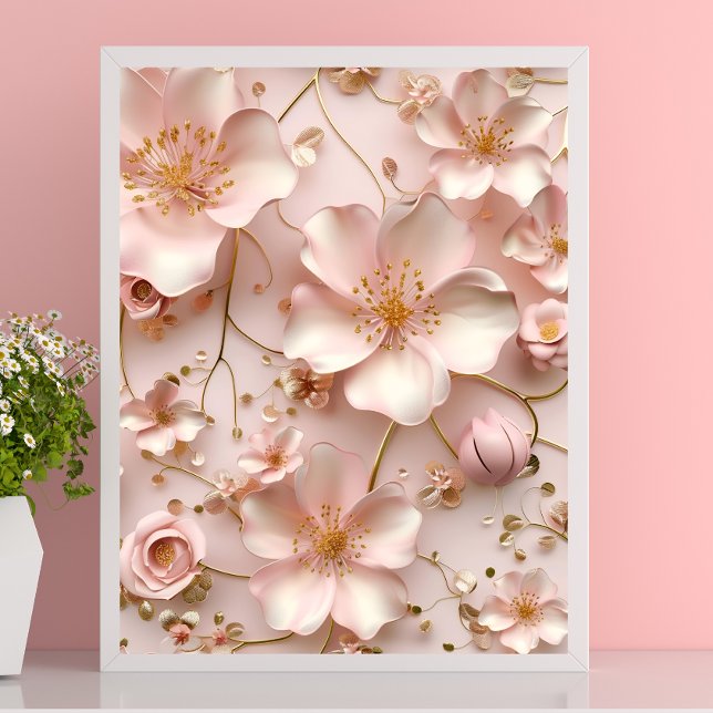 Poster Pastel Rosa Bonito Floral (Criador carregado)