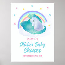 Pastel Stars Unicorn Chá de fraldas Rainbow Bem-vi