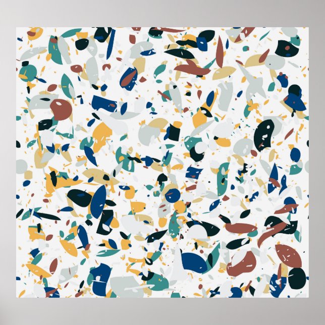 Poster Pastel Terrazzo: Padrão moderno de Abstrato. (Frente)