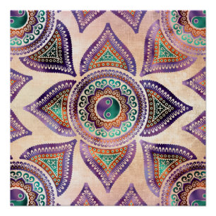 Póster Pastel translúcido bonito do símbolo de Yin yang