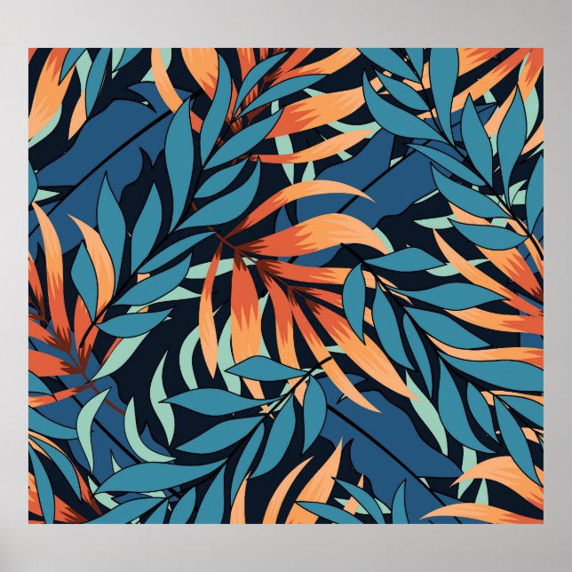 Poster Pastel Tropical Abstrato Botânica (Frente)