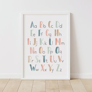 Poster Pastel Watercolor Alphabet ABC Classroom Decor