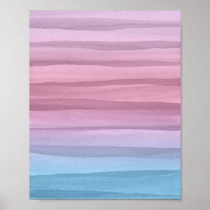 Poster Pastel Watercolor Lines Abstrato Art