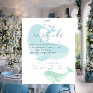 Poster Pastel Watercolour Blue Green Whale Time Capsule