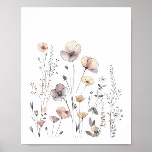 Poster Pastel Wild Flowers Floral Watercolor