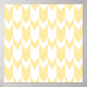 Póster Pastel Yellow and White Chevron Pattern.