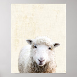 Poster Pastel Yellow Peekaboo Sheep Minimalist Nursery