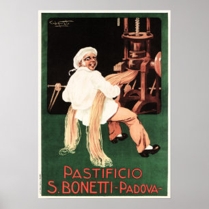 Poster PASTIFICIO S BONETTI Padova Itália Pasta Adverte