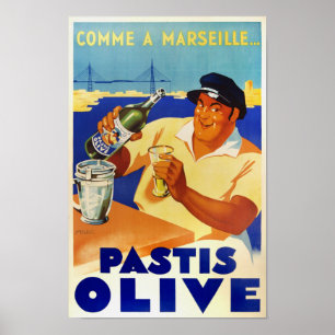Poster Pastis Olive - Vinho Francês Vintage