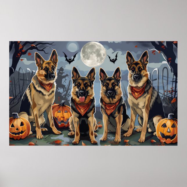 Poster Pastor Alemão Halloween Assustador (Frente)
