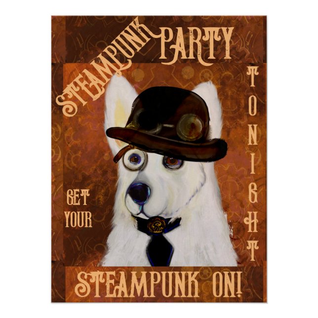 Póster Pastor Alemão Steampunk       (Frente)