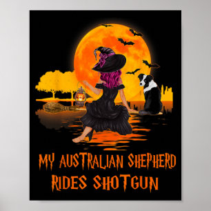 Poster Pastor Australiano Anda de Espingarda Cachorro e B