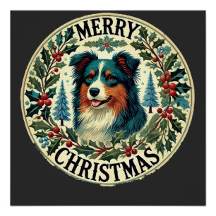 Póster Pastor Australiano de Natal
