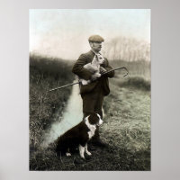 Pastor com Lamb e Borda Collie~Poster