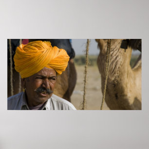 Póster Pastor do camelo em Rajasthan