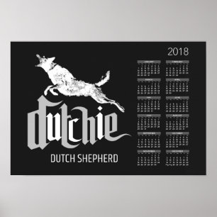 Póster Pastor holandês - calendário 2018 de Dutchie