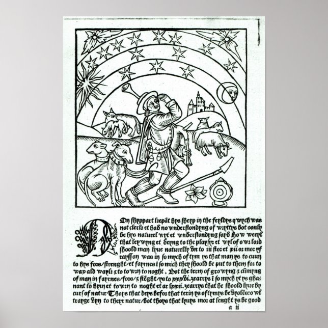 Poster Pastor sob sol, lua e estrelas (Frente)