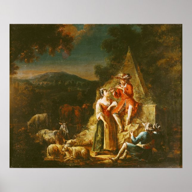 Póster Pastor tocando flauta (Frente)