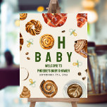 Poster Pastries & Pacificadores Chá de fraldas Neutro Bem<br><div class="desc">"Pastas e pacificantes" são temas de chá de fraldas com ilustração do pão de canela incorporado ao texto "OH BABY" com ilustrações de café,  pastelaria e pacificantes.</div>