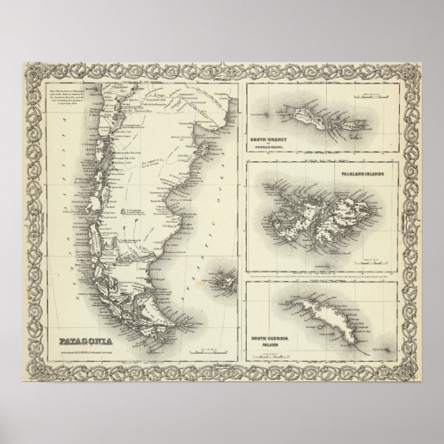 Póster Patagonia Sul Orkney Ilhas Falkland (Frente)