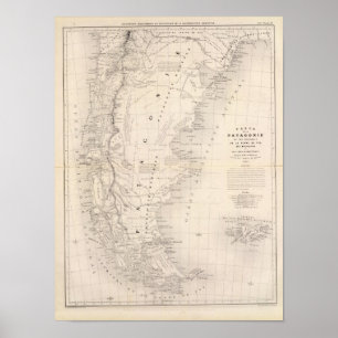 Poster Patagonia, Terra do Fogo, as Malvinas