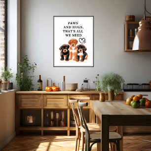 Póster Patas e Abraços, é tudo que precisamos, Aquarela