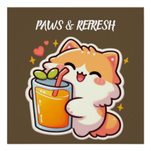 Póster Patas Personalizadas e Design de Gato Fofo Atualiz