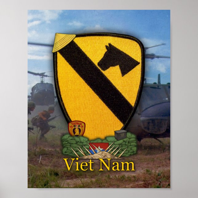Póster Patch da Guerra do Vietname Nam - Cavalaria de 1ru (Frente)