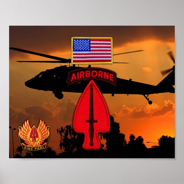 Póster Patch de Vets do USASOC Special Ops SOF LRRP (Frente)