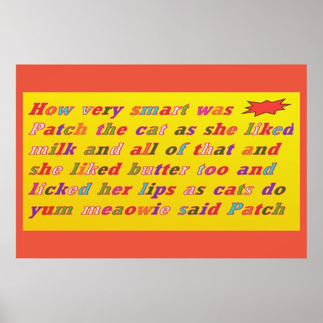 Poster Patch O gato era um design muito fofo inteligente (Frente)