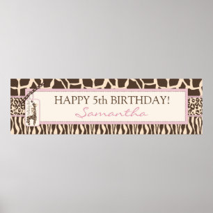 Poster Patchwork Animal Prints & Giraffe Birthday Banner