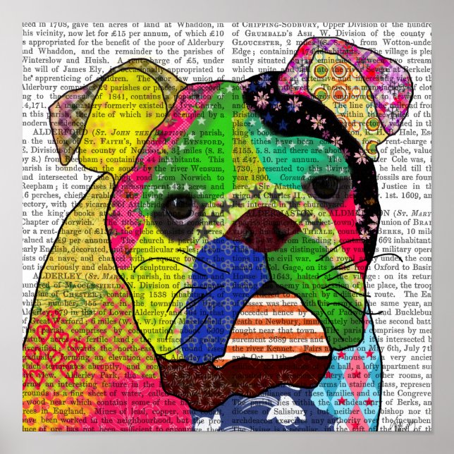 Póster Patchwork Bulldog (Frente)