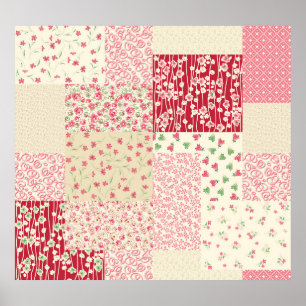 Poster Patchwork Floral: Ornamentos Desenhados À Mão.