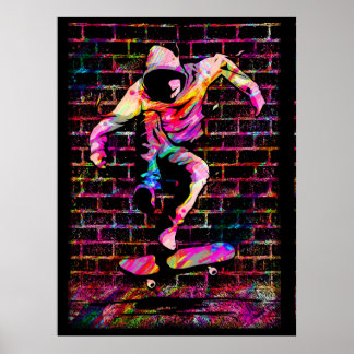 Poster Pateador Retro - Skateboarder - Placa de Skate Vin