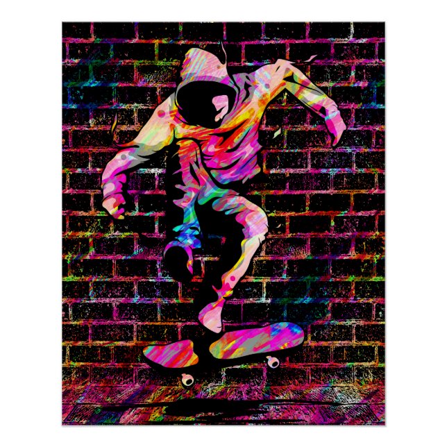 Póster Pateador Retro - Skateboarder - skateboard Vintage (Frente)