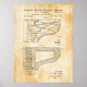 Poster Patente 1872 do forte do piano de Steinway