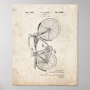 Póster Patente da bicicleta de Schwinn - olhar velho