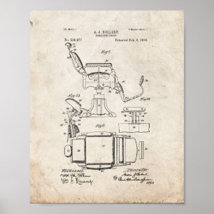 Póster Patente da cadeira de barbeiro - olhar velho