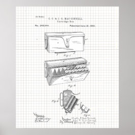 Poster Patente da caixa do cartucho Ammo Vintage 1881